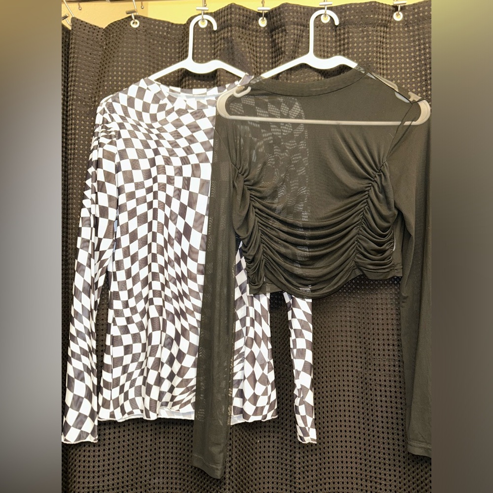 Black and Checkered Sheer Tops